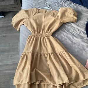 Madewell Seersucker Puff-Sleeve Cutout Mini Dress worn only once